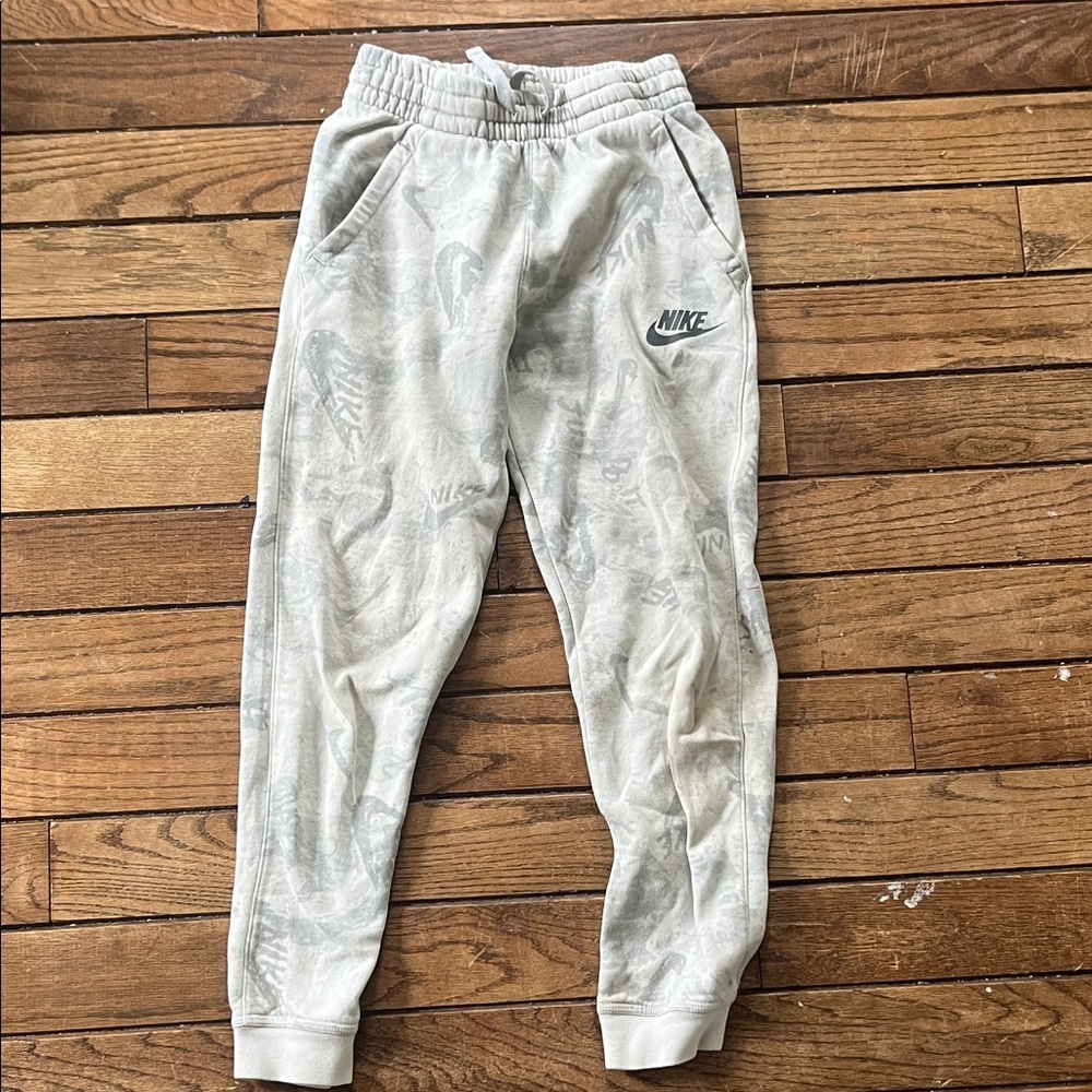 Nike Light Gray Kids' Logo Joggers with Subtle Print
